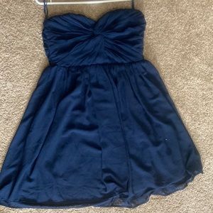 Strapless navy blue dress